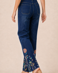 Blue Gulmohar Hand-Painted Wide-Leg Jeans