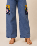 Blue Kishori Hand-Painted Cargo Jeans