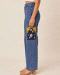 Blue Kishori Hand-Painted Cargo Jeans