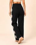 Black Pyaari Hand-Painted Wide-Leg Jeans