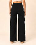 Black Pyaari Hand-Painted Wide-Leg Jeans
