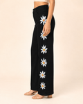 Black Pyaari Hand-Painted Wide-Leg Jeans