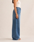 Blue Sculpted-Panel Barrel-Leg Jeans