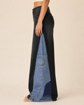 Black Sundari Upcycled Patchwork Wide-Leg Jeans